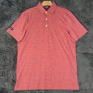 Sunday Swagger Polo Shirt Men's Size Small Red Geometric Stretch Preppy Golf